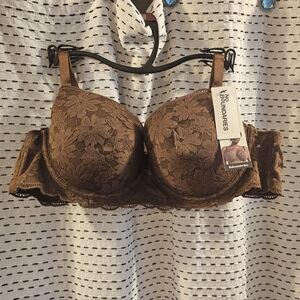 No Boundaries Brown Lace Floral Underwire Bra